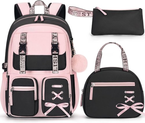 Fimibuke Girls' Backpack Set - 3 PCS Waterproof Design with Lunch Box & Pencil Case | Perfect for School