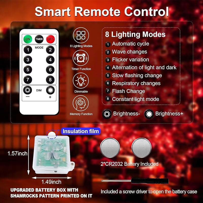 Red Fairy Lights 12 Pack with Remote & Timer - 7ft Silver Wire, IP65 Battery Operated