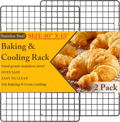 Skiennix Cooling Racks | 2PCS Heavy Duty Stainless Steel Baking Racks - 10" x 15" - Oven & Dishwasher Safe