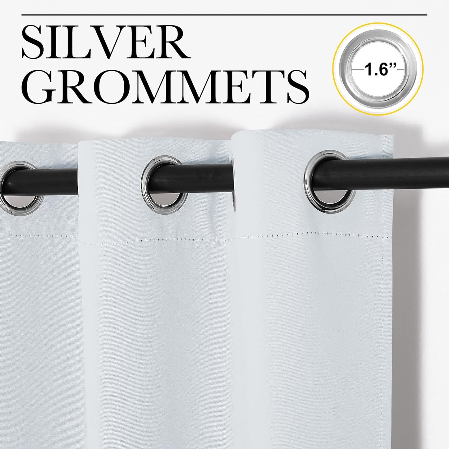 NICETOWN Room Darkening Curtain Panels - Thermal Insulated Drapes for Bedroom | Greyish White, 34x84 Inches (2 Panels)
