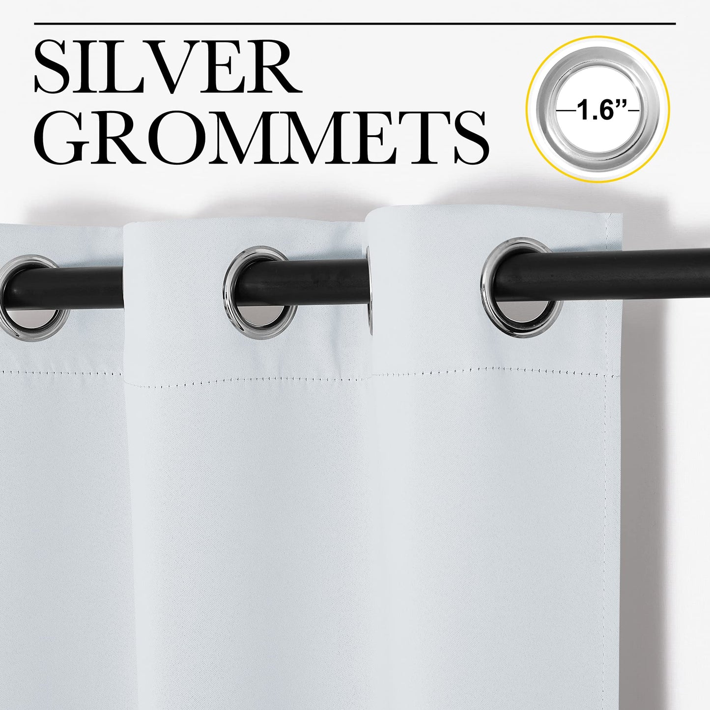 NICETOWN Bedroom Blackout Curtains Panels, 1 Pair, 55 inches by 92 Inch, Greyish White, Triple Weave Energy Saving Thermal Insulated Solid Grommet Blackout Draperies for Patio
