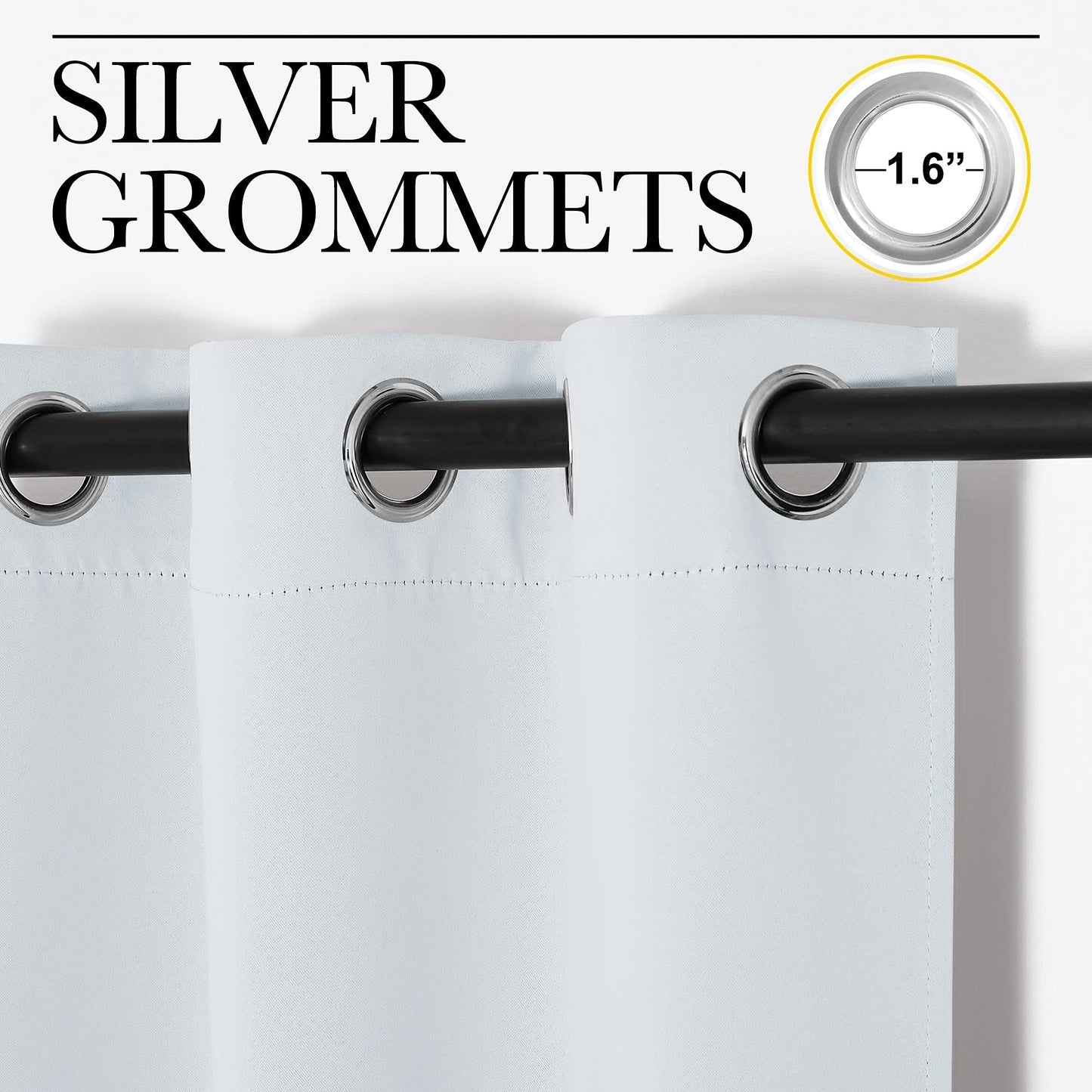 NICETOWN Room Darkening Draperies Curtains Panels, Window Treatment Thermal Insulated Grommet Room Darkening Curtains/Drapes for Bedroom (Greyish White, 2 Panels, 34 by 63)