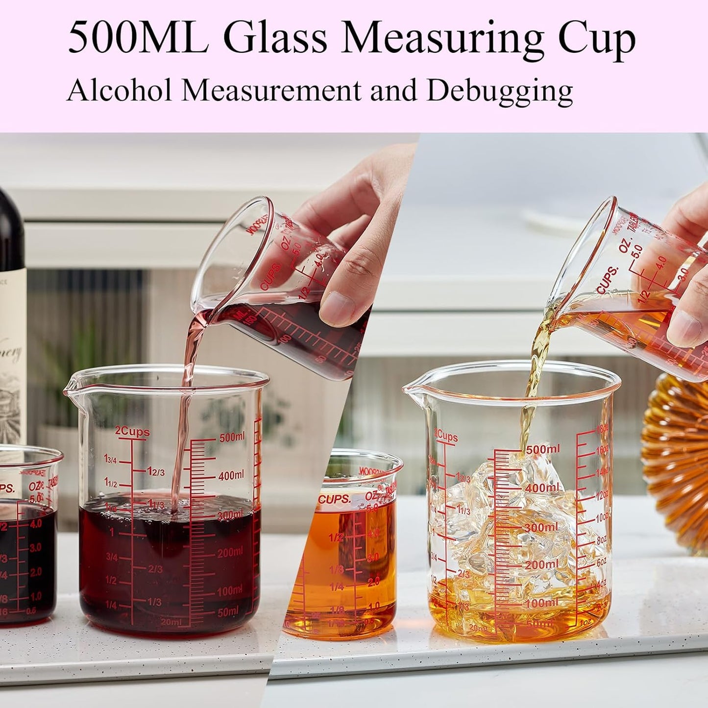 Skiennix 3-Piece Glass Measuring Cup Set - High Borosilicate | Dishwasher & Microwave Safe