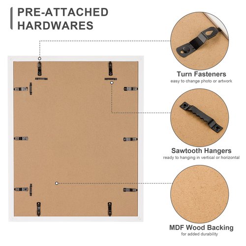 Axeman 18 x 24 Poster Frame, Natural Solid Wood 18x24 Frame for Wall Display, 24 x 18 Poster Frame with Tempered Glass, 18 x 24 Picture Frame with Mat for 16x20, 18x24 Wood Frame, White