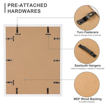 Axeman 18 x 24 Poster Frame, Natural Solid Wood 18x24 Frame for Wall Display, 24 x 18 Poster Frame with Tempered Glass, 18 x 24 Picture Frame with Mat for 16x20, 18x24 Wood Frame, White