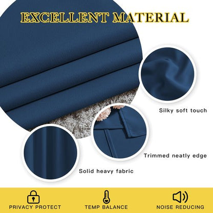 NICETOWN Blackout Curtain Drapes for Living Room - Decorative Thermal Insulated Solid Grommet Top Room Darkening Window Treatments for Kids Room (Moroccan Blue, 1 Pair, 66 x 72-Inch)