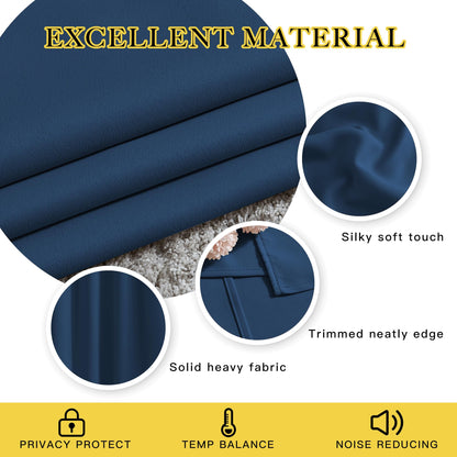 NICETOWN Light Reducing Grommet Curtains - Triple Woven Textured Soft Curtain Panels for Living Room Window Treatment Drapes for Sliding Door (W80 x L108, Moroccan Blue, 2 Pieces)