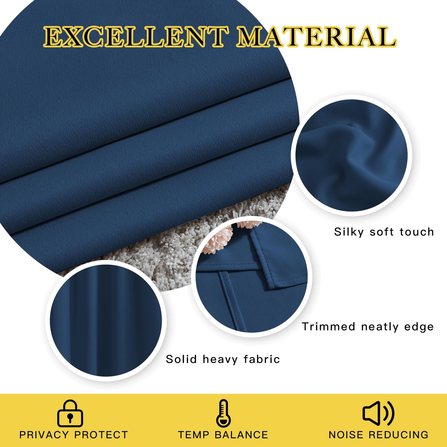 NICETOWN Bedroom Blackout Large Window Curtains - Room Darkening Energy Saving Thermal Insulated Grommet Room Divider Draperies for Living Room/Doorway (Moroccan Blue, W66 x L90, 2 Panels)
