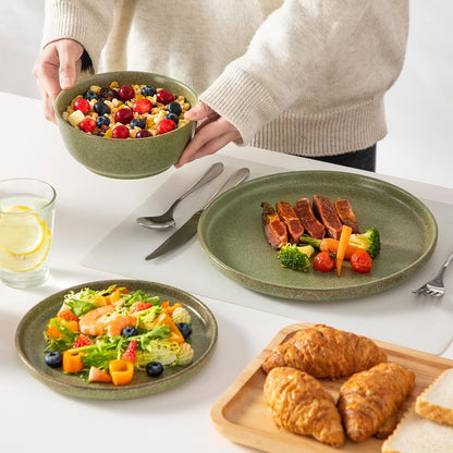 Vancasso ZERMATT Dinnerware Set - 24-Piece Stoneware Dish Set for 8 | Scratch Resistant, Dishwasher & Microwave Safe, Green