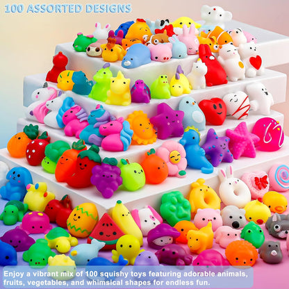 Mochi Squishy Toys 100-Pack - Fun Party Favors for Kids | Mini Fidget Toys & Classroom Prizes