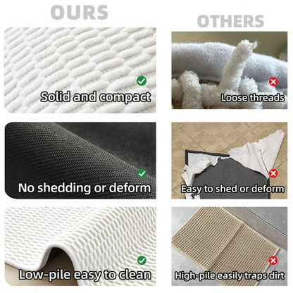 TYUU Bathroom Rugs Non Slip Washable, Super Absorbent Thin Bath Mat Small Quick Dry Low Pile Bathroom Rug, White 16"x24" / 1'4" x 2'