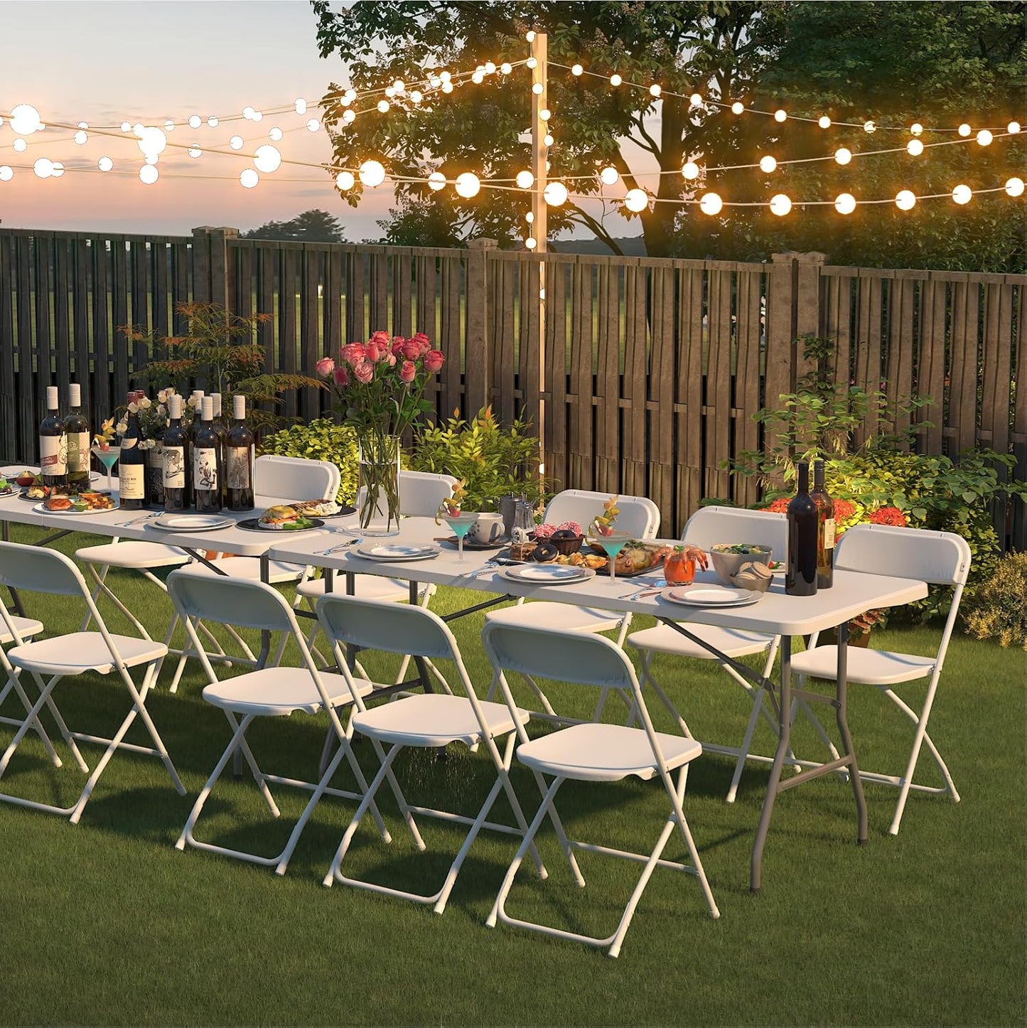 Regine Switzerland 10-Pack White Folding Chairs - Lightweight, Portable Design | 350lb Capacity for Events & Parties