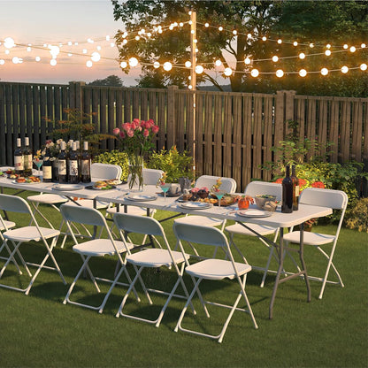 Regine Switzerland 10-Pack White Folding Chairs - Lightweight, Portable Design | 350lb Capacity for Events & Parties