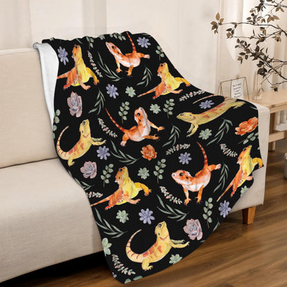 Bearded Dragon Reptiles Blanket Gift for Boy Girl Flannel Fuzzy Warm Plush Lightweight Soft Throw for Couch Sofa Bed Office Camping 40''x 50'' for Kids/Child