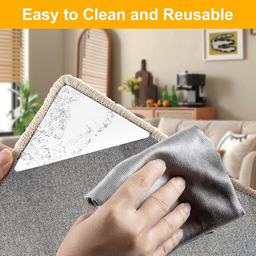 Daisyhome Rug Tape - 12 PCS Double-Sided Adhesive Gripper for Hardwood Floors | Reusable Anti-Slip Area Rug Pads
