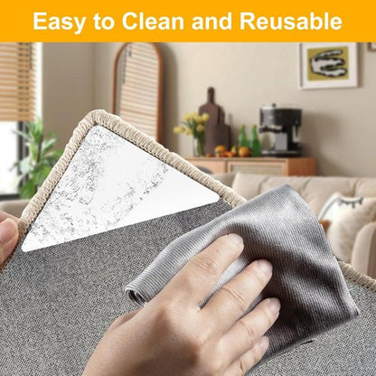 Daisyhome Rug Tape - 12 PCS Double-Sided Adhesive Gripper for Hardwood Floors | Reusable Anti-Slip Area Rug Pads