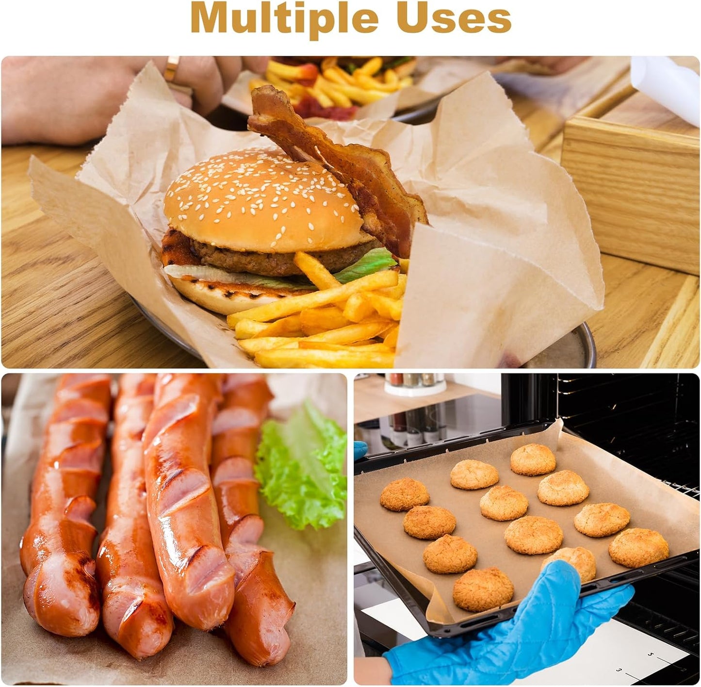 Unbleached Parchment Paper - 100 PCS Nonstick Baking Sheets | 23cm x 33cm, High Temp & Oil Resistant