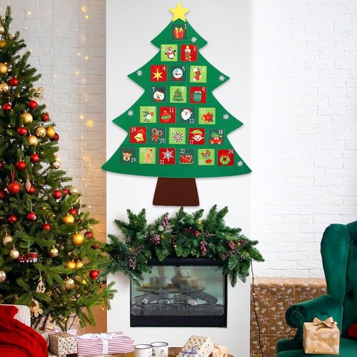 Christmas Tree Advent Calendar 2025 - 24-Day Countdown with Festive Pockets | Perfect Holiday Decor for Kids & Adults