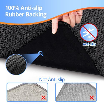 HOMTEB Bath Mat 17x27Inch, Thin Bath Mats Rugs with Rubber Backing Non-Slip, Absorbent,Quick Dry Machine Washable, Home Decor Accessories Cozy Cloth Bathroom Rugs fit Under Door/Sink/Tub-Black