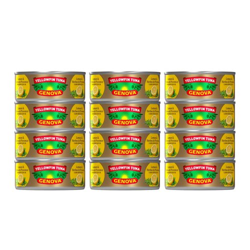 Genova Premium Yellowfin Tuna - Lemon & Herbes de Provence Infused Olive Oil | 5 Ounce Cans (Pack of 12)