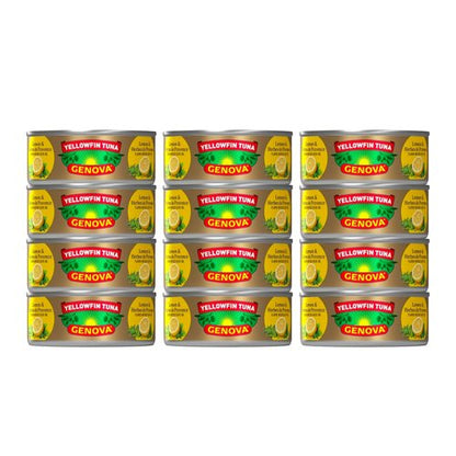 Genova Premium Yellowfin Tuna - Lemon & Herbes de Provence Infused Olive Oil | 5 Ounce Cans (Pack of 12)
