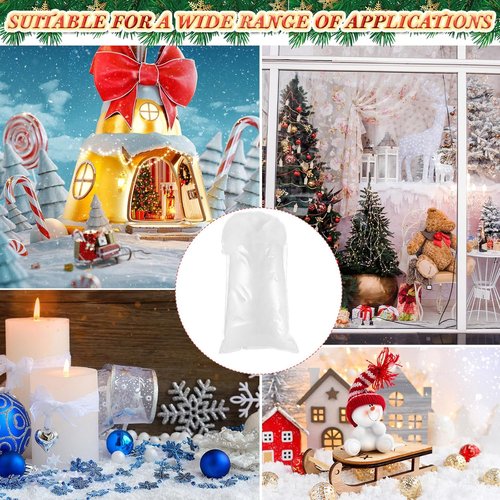 Jerify Christmas Fake Snow - Fluffy Indoor Artificial Snow Blanket for Holiday Decor | 12 Pack, 3.53 Ounce Bags