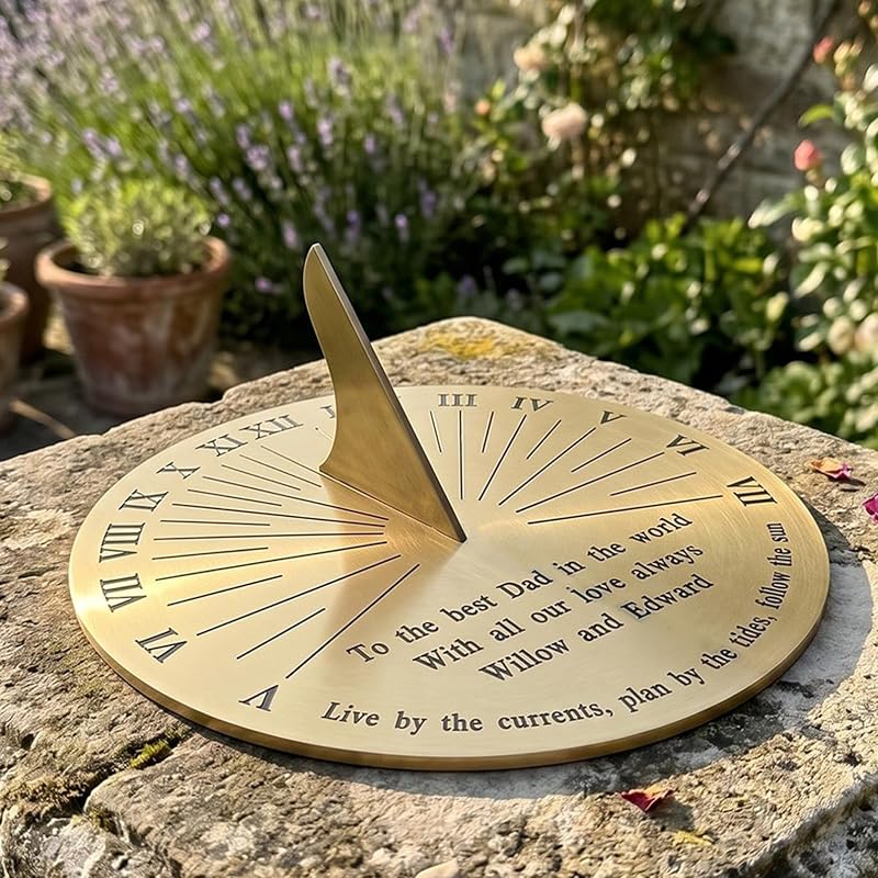 Personalised Brass Garden Sundial Clock 10 Inch – Custom Engraved Outdoor Roman Numerals