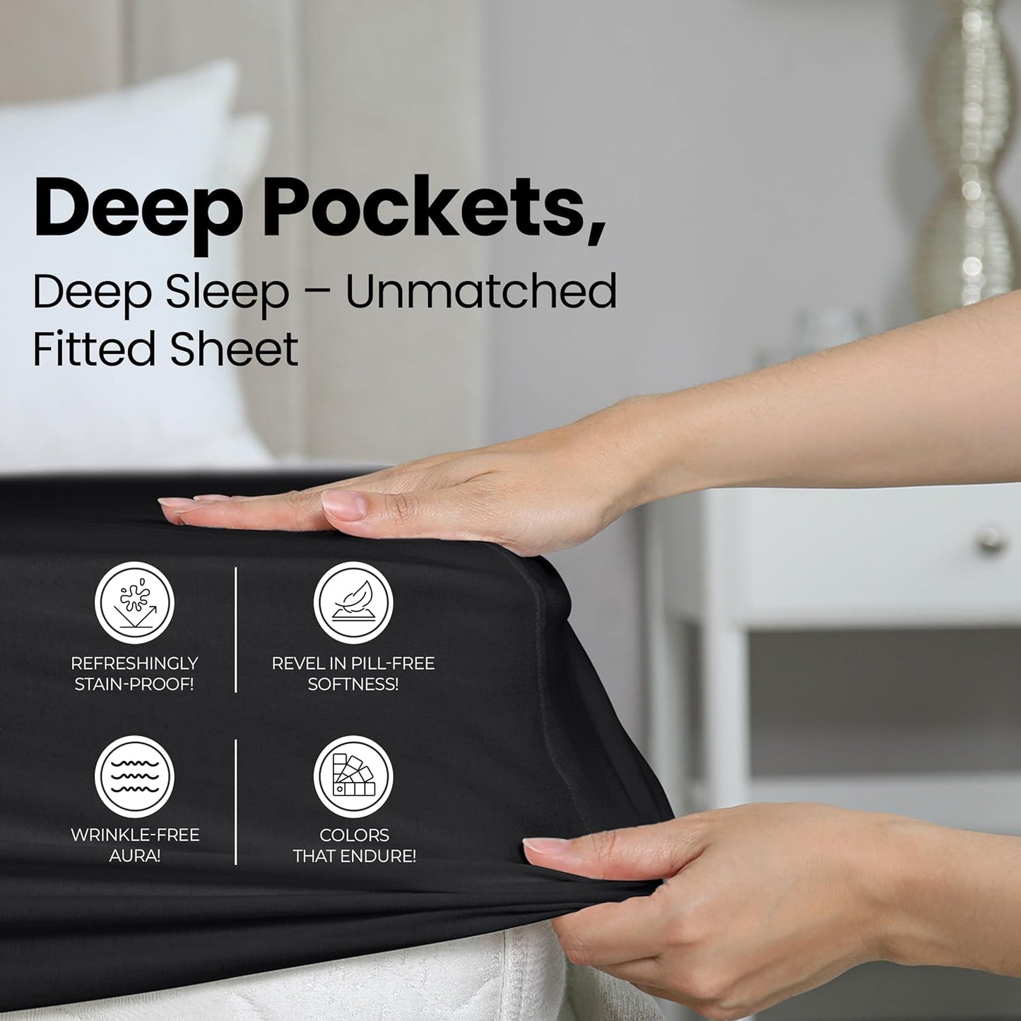 Utopia Bedding King Fitted Sheet - Soft Microfiber - Deep Pocket - Fade Resistant - Easy Care (Black)