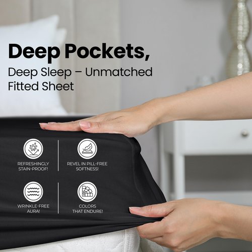 Utopia Bedding King Fitted Sheet - Bottom Sheet - Deep Pocket - Soft Microfiber - Shrinkage and Fade Resistant - Easy Care -1 Fitted Sheet Only (Black)