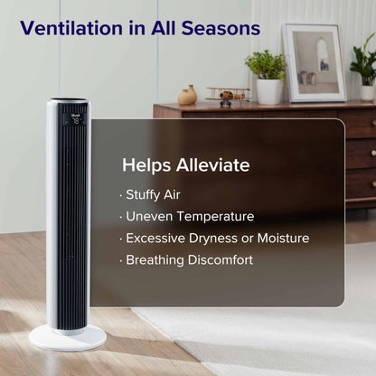 LEVOIT Tower Fan for Bedroom, Standing Fan that Blows Cold Air for Home, 28dB Quiet for Sleep, Remote, 90° Oscillation, 12H Timer, 25ft/s Velocity, 5 Speeds, 4 Modes, Bladeless 36 inch, White
