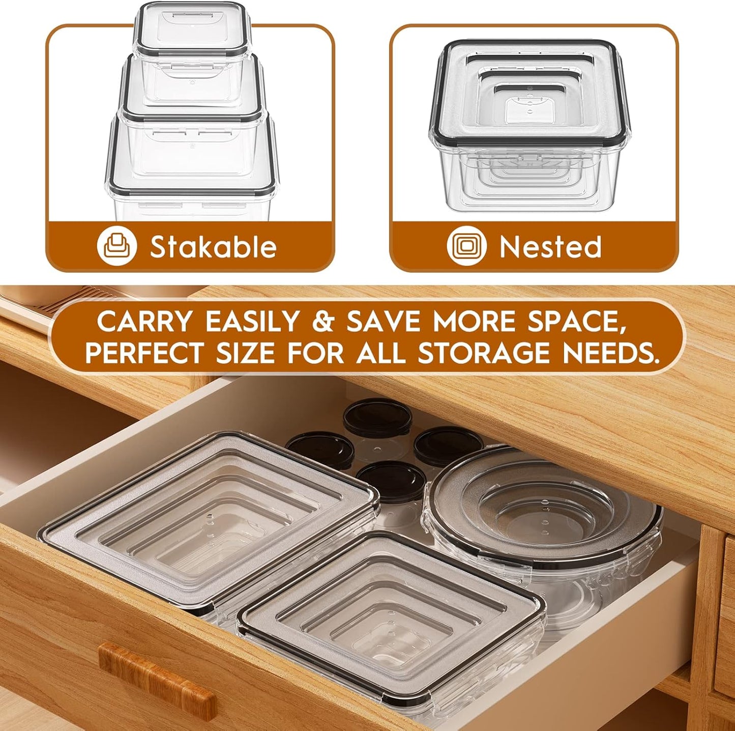 Skiennix 40 PCS Food Storage Containers - Airtight & Leak-Proof Meal Prep Set | BPA-Free, Microwave Safe
