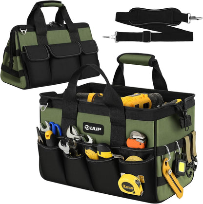 UUP Heavy Duty Tool Bag - 15-Inch 16-Pocket Organizer | Portable Storage with Soft Handle - Green