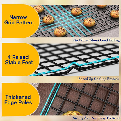 Skiennix Cooling Racks | 2PCS Heavy Duty Stainless Steel Baking Racks - 10" x 15" - Oven & Dishwasher Safe