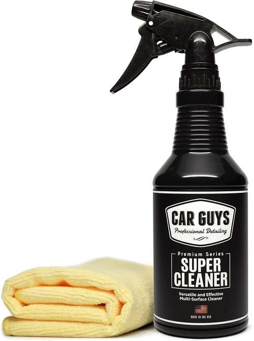 Car Guys Super Cleaner - Effective Interior Cleaner for Leather & Upholstery | 18 Oz Kit with Microfiber Towel