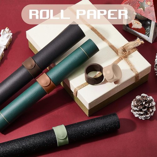 Charniol Wrapping Paper Roll Holder - 12 Pieces Silicone Covered Metal Strips | 1 x 9 Inch Stabilizer for Gift Storage (Earth Color)