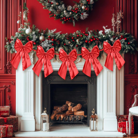 Suncalla Valentine's Day Decorations - 6 FT Large Red Bow Garland | Perfect for Weddings & Parties