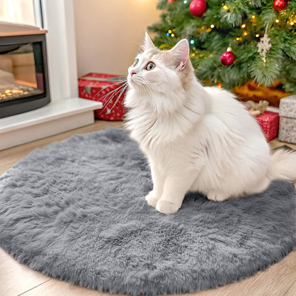 OLANLY Round Light Grey Area Rug - Soft, Fluffy, Machine Washable 2 ft Circle Carpet for Bedroom & Nursery Decor