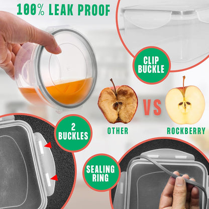 RockBerry 50 Pcs Airtight Food Storage Containers Set | 85 OZ Large & Small | BPA Free, Leak Proof, Stackable