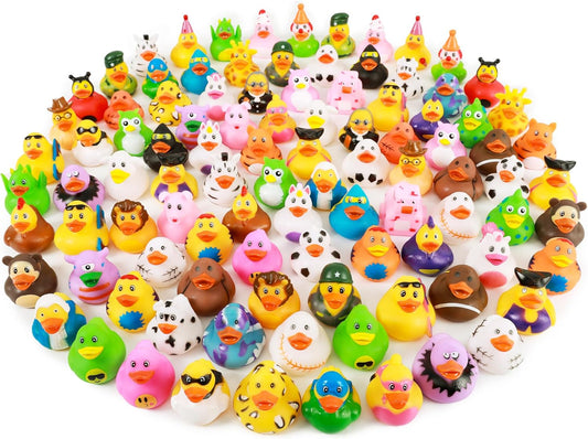 XY-WQ Rubber Duck - 100 Pack Assorted 2.3 Inch Floater Toys for Kids | Perfect for Parties & Bath Time