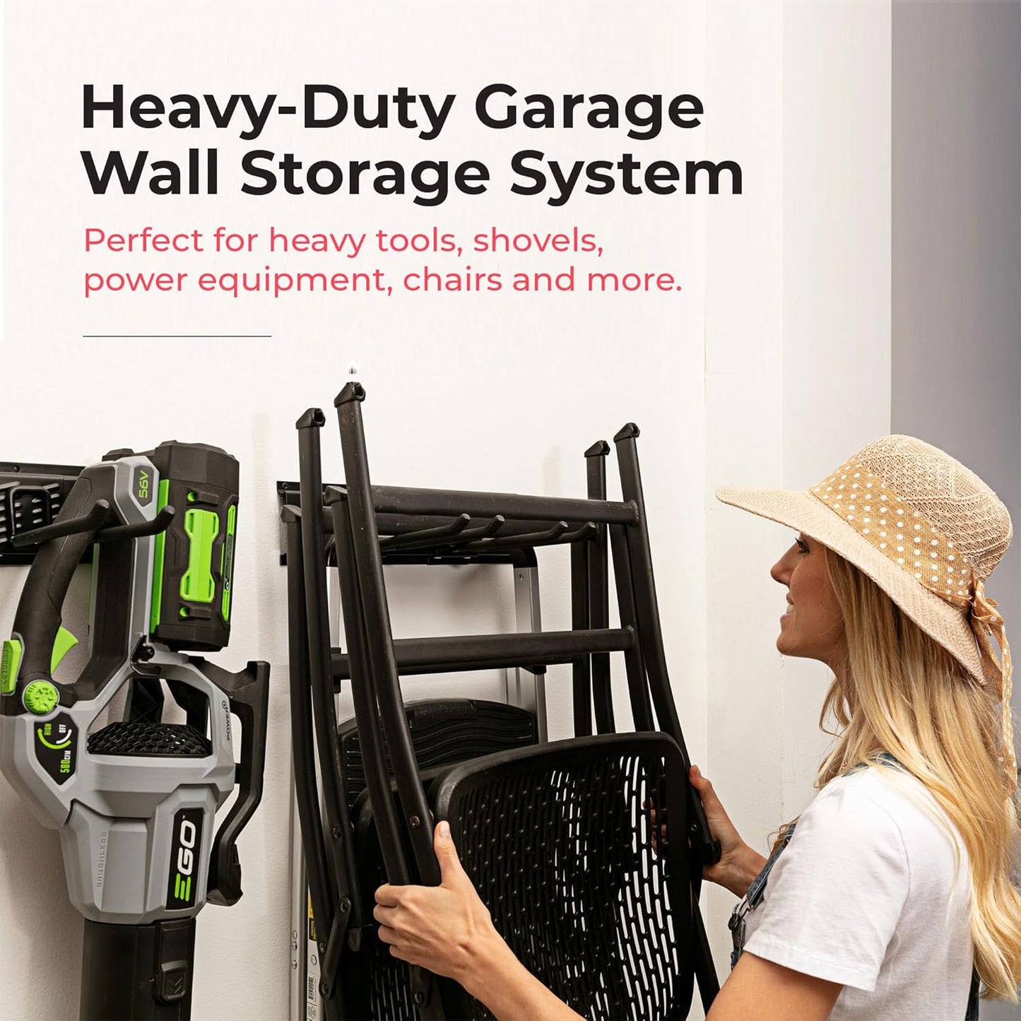 TIDYME Garage Tool Organizer Wall Mount - Sturdy 80-Inch Storage Rack with Adjustable Hooks | 500lbs Capacity