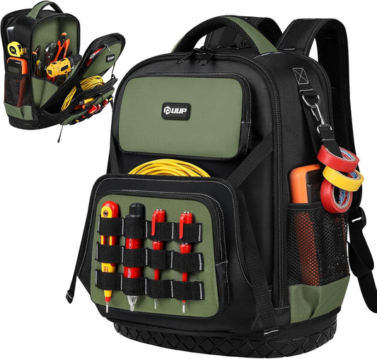 UUP Heavy Duty Tool Backpack - Large Waterproof Organizer with Molded Hard Bottom | Ideal for Technicians & Contractors