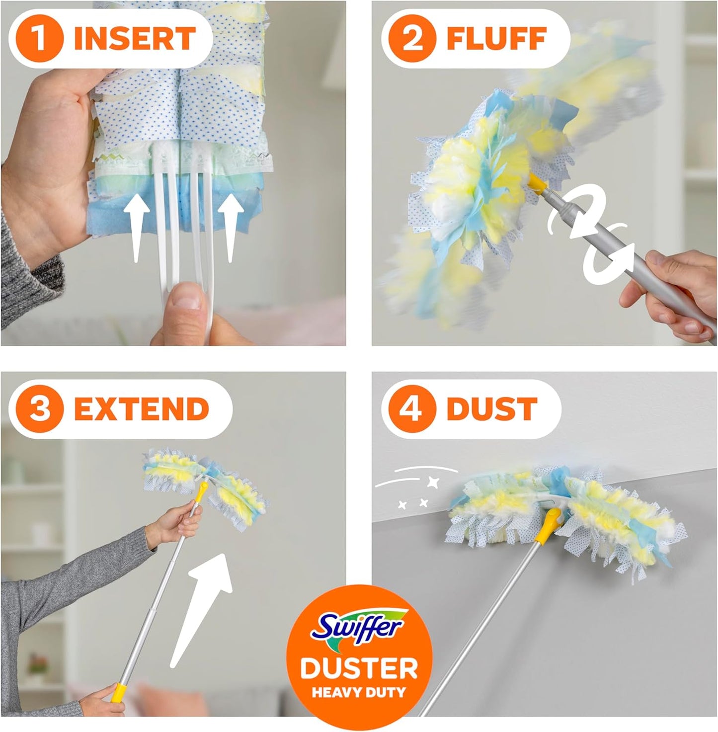 Swiffer Duster Kit - Heavy Duty Starter Kit with 8 Refills & 6 ft Extendable Handle