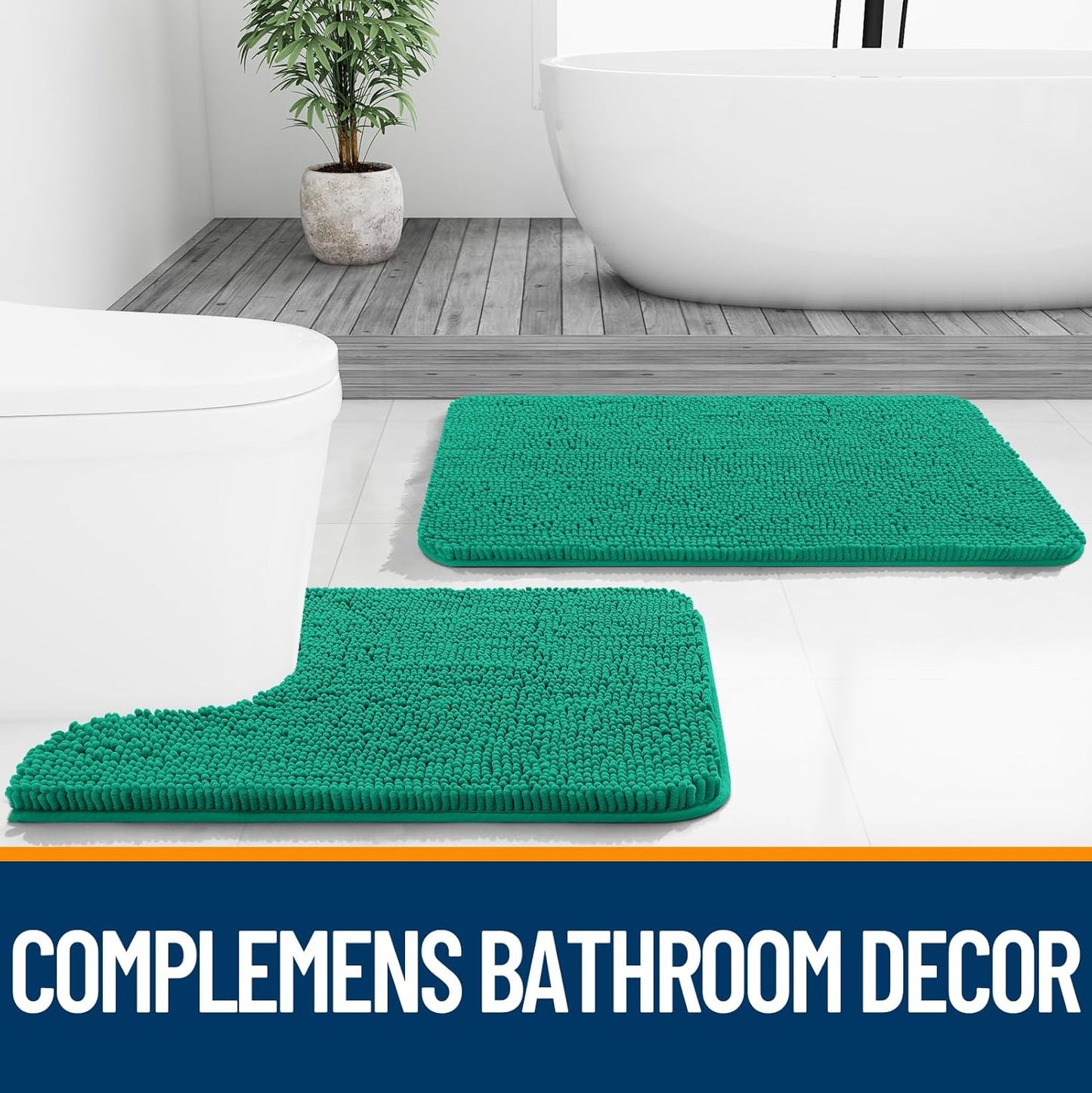 OLANLY Bathroom Rugs - Extra Soft Absorbent Chenille Mats | Quick Dry, Machine Washable, 36x24 Emerald