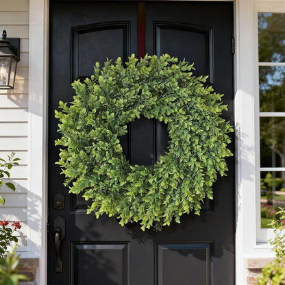 Boxwood Wreath - 26" Artificial Greenery for Front Door | Large Faux Plant Decor for Home & Outdoor