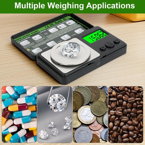 0.001g/50g Digital Milligram Scale, Muaket Portable Micro Scales with Display, High Precision Laboratory Scale for Powder, Medicine, Reloading, Mg Scale 6 Units, Tare, Cal Weight Included