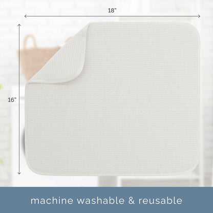 S&T INC. Dish Drying Mat - Absorbent Microfiber Kitchen Counter Pad, 16” x 18”, Large Cream Color