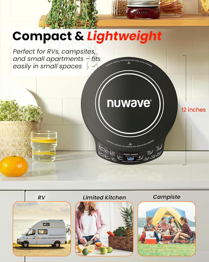 Nuwave Portable Induction Cooktop - Advanced Countertop Burner with Probe & 91 Temperature Settings | 12” Ceramic Glass