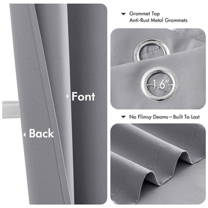 MIULEE Light Grey Blackout Curtains for Bedroom Living Room 72 Inches Long 2 Panels, Thermal Insulated Room Darkening Drapes Solid Grommet Noise Reduction Light Blocking Window Treatments 40x72 Inch