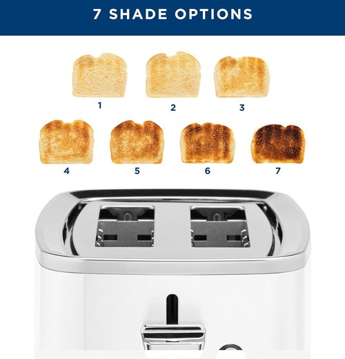 GE 2-Slice Toaster - Extra Wide Slots for Bagels & Breads | 7 Shade Settings, Removable Crumb Tray, 850 Watts, White