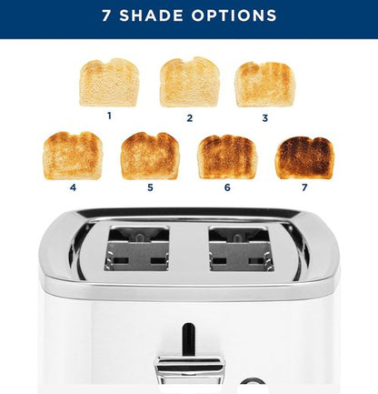 GE 2-Slice Toaster - Extra Wide Slots for Bagels & Breads | 7 Shade Settings, Removable Crumb Tray, 850 Watts, White